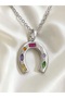 Luck Horseshoe Necklace – with Colorful Stone Detail - 2