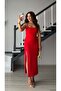 Red Square Collar Slit Midi Dress - 2