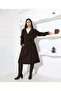 Women's Brown Belted Double-Breasted Wide Collar Oversize Cashmere Coat - 6