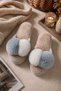 Women's Pompom Detailed, Dual Color, Non-Slip Sole, Plush House Slippers - 4