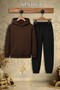 Children's Unisex 3Lu Plain Printed Hooded Tracksuit Set - 4