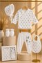 Baby Girl Hospital Release Newborn 5-Piece Set 100% Cotton Pink Heart Patterned Ruffle Boxed-Gift