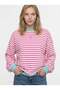 Women's striped ribbed oversize sweatshirt pink white
