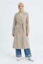 Trendy Double-Breasted Collar Back Detail Lined Full Fit Winter Trench Coat