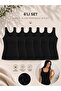 Women's Cotton Thick Strap Black Undershirt Set of 6