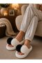 Women's Pompom Detailed, Dual Color, Non-Slip Sole, Plush House Slippers - 3