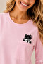 Women's Cotton Long Sleeve Front Print and Pocket Detailed Patterned Pajama Set - 4