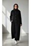Women's Circular Necklace Collar Long Steel Knitted Cardigan with Front Button Pockets - 3