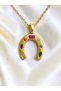 Luck Horseshoe Necklace – with Colorful Stone Detail - 2