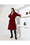 Women's Burgundy Belted Double-Breasted Wide Collar Oversize Cashmere Coat - 7