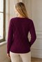Women's V-Neck Long Sleeve Diamond Knit Patterned Ribbed Detailed Stylish Elegant Casual Burgundy Knitwear Sweater - 3