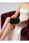 Black Striped Satin Black Metal Detailed Crystal Stone Chain Strap Women's Evening Dress Bag Wedding Engagement Graduation