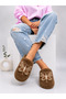 Butterfly Detailed Plush Women's Warm Soft Sole Home Slippers Brown Dowry Slippers Gift Slippers Stc1337 - 2