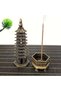 Elegant Metal Incense Burner Tower, Decorative Holder for Sticks & Cones, Ash Catcher for Home Fragrance, Bakhoor, Meditation & Aromatherapy (Brass Finish) - 4