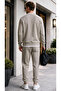 Men's Regular Thermal Fleece 3 Thread Puff Fabric Zero Collar Tracksuit Set - 4