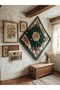 Vintage Emerald Green Floral Patterned Velvet Table Cloth and Multi-Purpose Decorative Coverlet 125X125 cm 6100 - 6