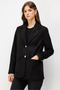 Black Suede Blazer Jacket with Gold Button Detail 4091 - 3