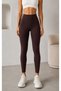 High Waist Flexible and Toning Effective Sports Casual Leggings Brown - 3