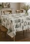 Green Duck Fabric Vintage French Castle Patterned Decorative Tablecloth - 3