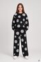 Black Girls' Embossed Print Raised Print Crew Neck Wide Leg Tracksuit Set 24783 - 4