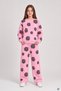 Pink Girls' Embossed Print Raised Print Crew Neck Wide Leg Tracksuit Set 24784 - 4