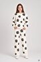 Cream Girls' Embossed Print Raised Print Crew Neck Wide Leg Sweatpants Set 24785 - 4