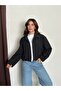 Women's Stand Collar Zippered Crop Jacket - 4
