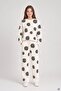 Cream Girls' Embossed Print Raised Print Crew Neck Wide Leg Sweatpants Set 24785 - 3