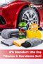 Eko Plus Car Wash and Drying Set – Drying Towel 1000 Gsm, Diamond Pattern Glass Cloth, Chamois Cloth, Washing Glove, Sponge, and Polished Shampoo