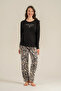 Women's Pajama Set, Combed Modal, 50% Cotton 50% Modal, Round Neck, with Pockets, Inspire Others Everyday Printed - 3