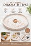 Marble Patterned Decorative Tray 20 cm Round Presentation Arrangement Tray Countertop Bathroom Organizer - 2