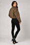 Women's Suede Look Oversize Short Jacket with Zipper and Epaulet Detail - 2