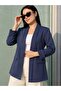 Women's Folded Sleeve Short Dabıl Fabric Jacket 7218