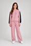 Salmon Girls' Sequin Written Crew Neck Tracksuit Set 24832 - 3