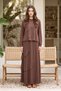 Tunic with Stone and Cut Fabric Detail Skirt Set 26143 Brown - 4