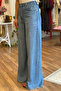 Blue Elastic Waist Soft Textured Straight Jeans - 8