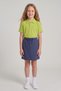 Girl's Pistachio Green Polo Collar School T-Shirt Navy Blue Ribbed Waist School Shorts Skirt Bottom Top Set