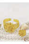 Stylish Carved Floral Design Bracelet and Ring Set - 2