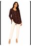 Women's Red Color Floral Pattern Long Sleeve Oval Collar Large Size Blouse - 6