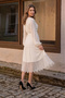 Long Sleeve Dress with Laced Hem - White - 3