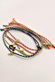 Bohemian Series Red Purple Yellow Navy Blue Turquoise Gold Objected Rope Bracelet Set 5 Pieces - 4
