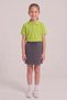 Girl's Pistachio Green Polo Collar School T-Shirt Smoked Ribbed Waist School Shorts Skirt Bottom Top Set