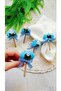 Blue Rose Bunch Checked Ribbon 6-Piece Napkin Ring Ring - 2