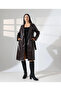 Women's Brown Leather Trench Coat Belted Lined Long Leather Jacket Coat - 4