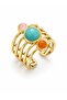 Steel Colorful Stone Row Ring (Adjustable)
