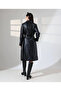 Women's Black Leather Trench Coat Belted Lined Long Leather Jacket Coat - 7