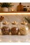 Bamboo Lid Borosilicate Glass Jar Set Striped Grain and Legume Storage Container 3 Pieces 1000 ml Dr 53