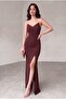 Stone Strap Slit Draped Long Evening Dress Graduation Dress - 2
