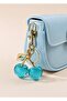 Cherry Patterned Turquoise Blue Keychain