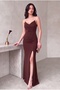 Stone Strap Slit Draped Long Evening Dress Graduation Dress - 5